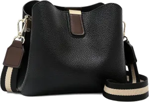 FOXLOVER Lichee Pattern Crossbody Bags for Women Vegan Leather Purses Trendy Shoulder Handbags with Wide Strap