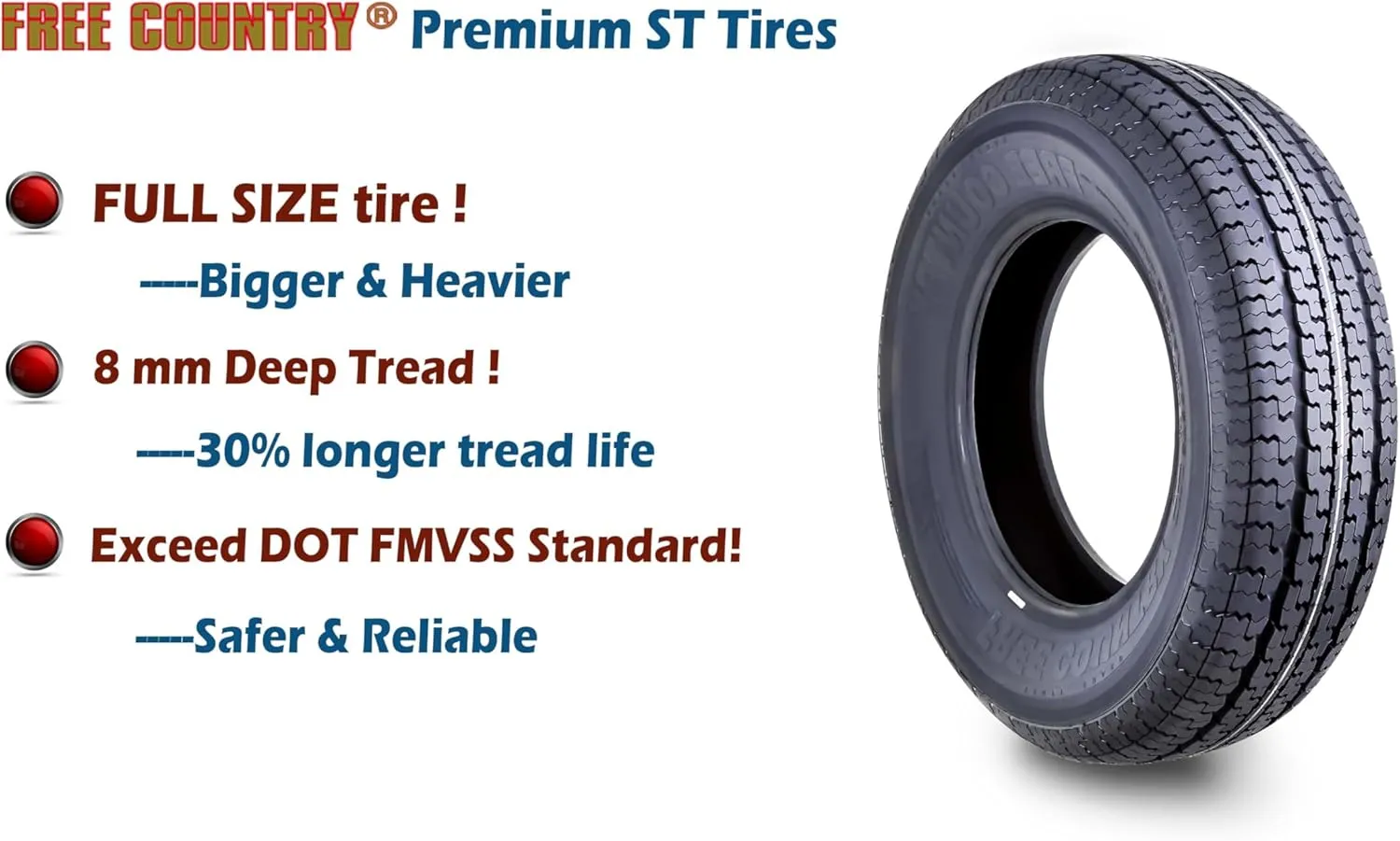 Free Country Trailer Tire Wheel Assembly ST225/75R15 10-Ply E 117M 6 Lug on 5.5" PCD Silver Mod Rim