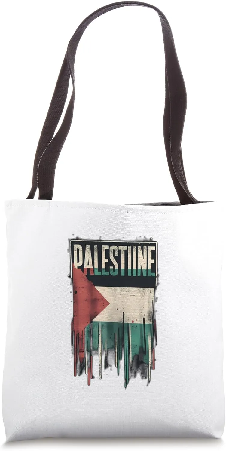Free Palestine with Arabic typography, Israel Peace hope Tote Bag