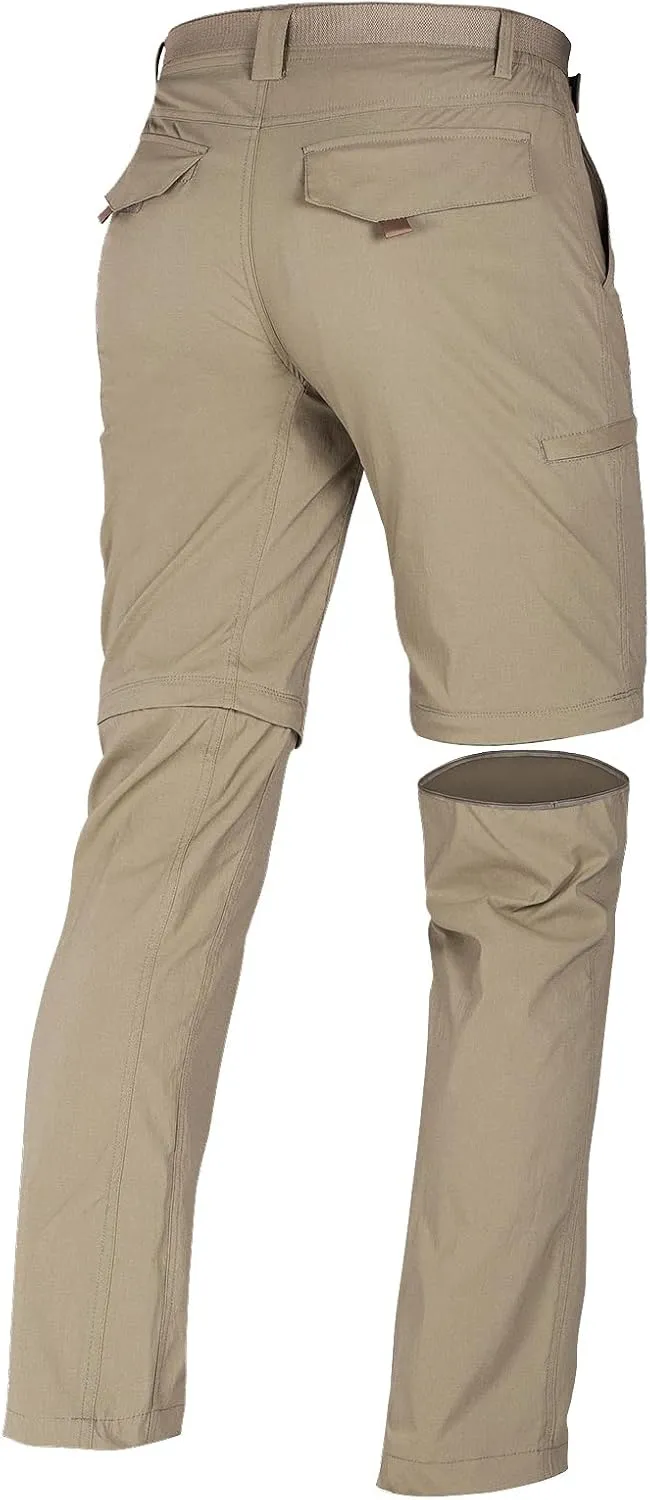 FREE SOLDIER Men's Outdoor Convertible Hiking Pants with Belt Lightweight Quick Dry Tactical Cargo Pants Nylon Spandex