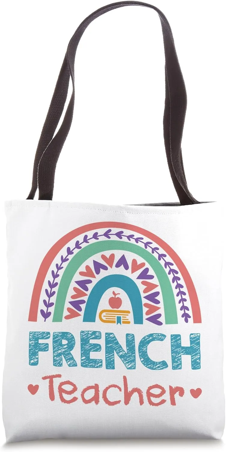 French Teacher Rainbow Teaching Back to School Tote Bag