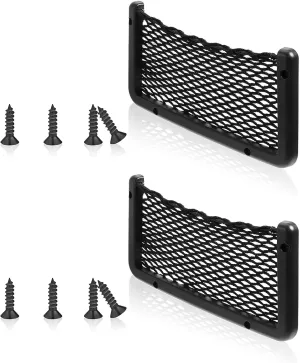 Frienda 4 Pcs ABS Plastic Frame Car Storage Net Bag Phone Car Mesh Net Holder RV Storage Boat Cargo Pocket Organizer Framed Mesh Pocket with Screws for Auto RV (9 x 4 Inch)