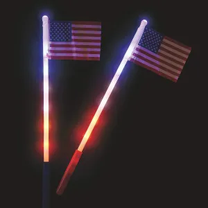 Fun Express American Flag Light Up Fourth of July Toys, Set of 12-4th of July Glow Sticks Supplies - Batteries Included