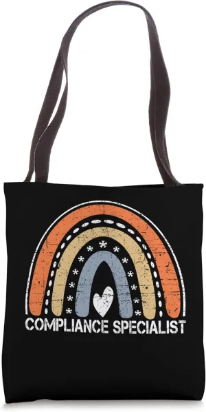Funny Job Title Worker Vintage Rainbow Compliance Specialist Tote Bag
