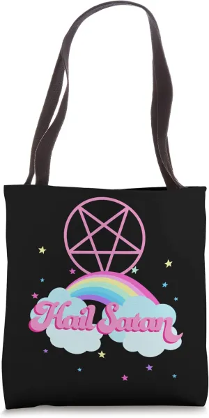 Funny Satanic Rainbow Pentagram Hail Satan Tote Bag