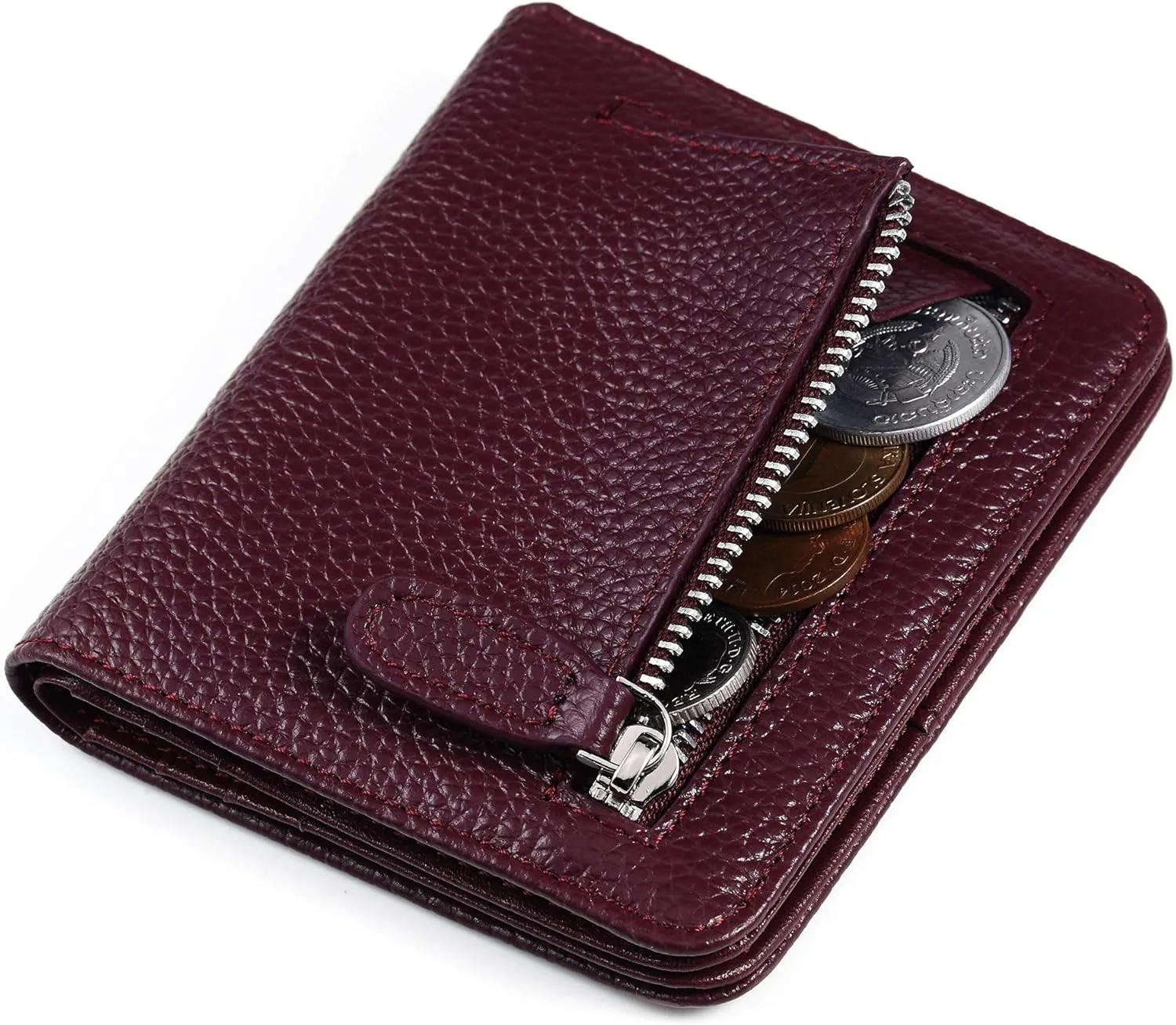 FUNTOR Small Wallets for Women, Ladies Small Compact Bifold Pocket RFID Blocking Genuine Leather Wallet for Women