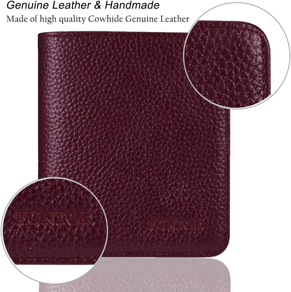 FUNTOR Small Wallets for Women, Ladies Small Compact Bifold Pocket RFID Blocking Genuine Leather Wallet for Women