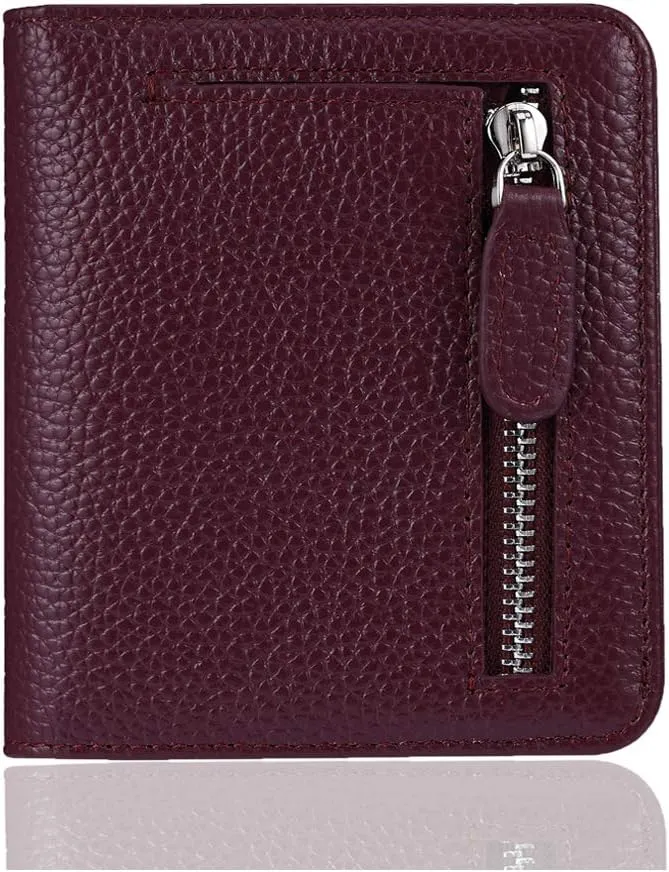 FUNTOR Small Wallets for Women, Ladies Small Compact Bifold Pocket RFID Blocking Genuine Leather Wallet for Women