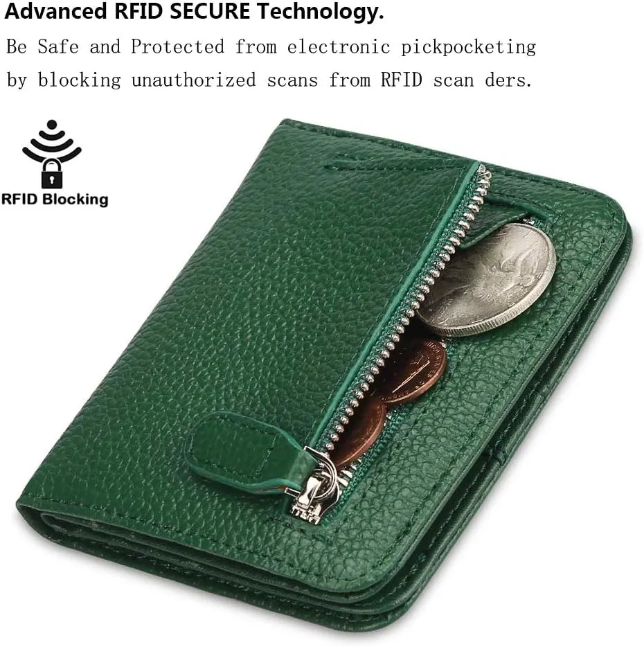 FUNTOR Small Wallets for Women, Ladies Small Compact Bifold Pocket RFID Blocking Genuine Leather Wallet for Women