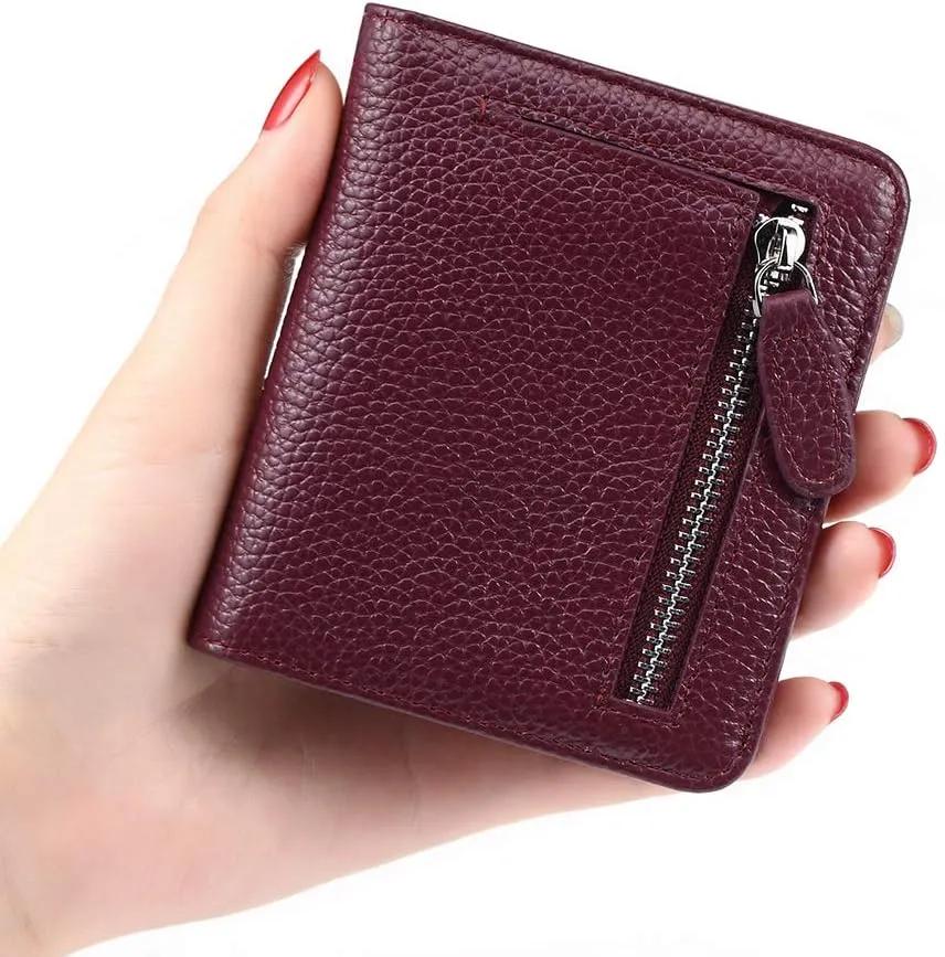 FUNTOR Small Wallets for Women, Ladies Small Compact Bifold Pocket RFID Blocking Genuine Leather Wallet for Women