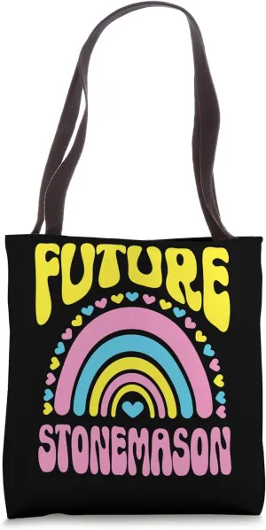 Future Stonemason Bright Retro Rainbow Occupation Tote Bag