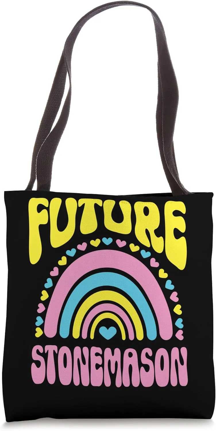 Future Stonemason Bright Retro Rainbow Occupation Tote Bag