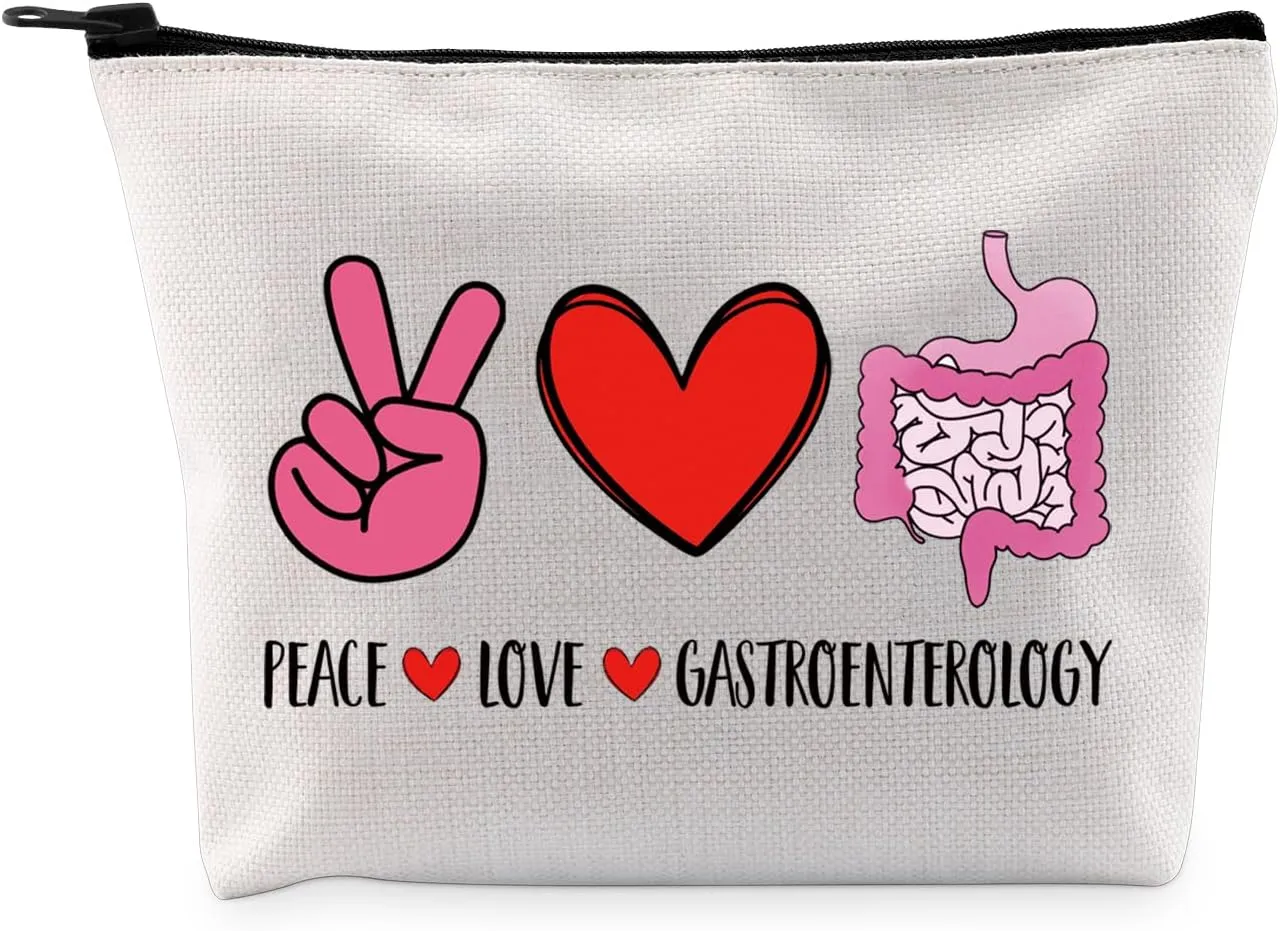 G2TUP Gastroenterologist Gift Peace Love Gastroenterology Makeup Bag Gastroenterologists Cosmetic Bag Digestive Diseases Gift (Gastroenterology MV)