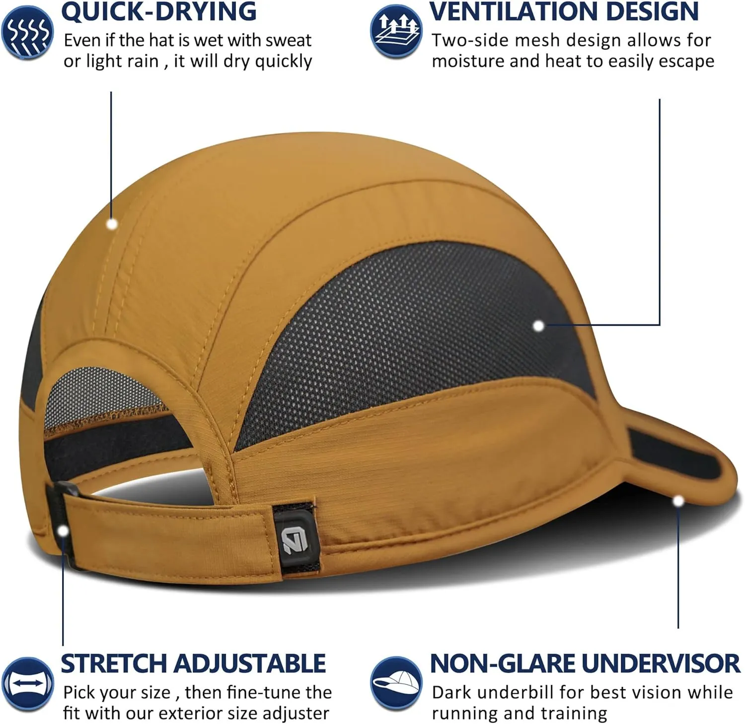 GADIEMKENSD Quick Dry Run Hat Cooling Breathable Mesh