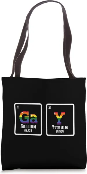 Gay Periodic Table Elements Gallium Yttrium Fun LGBT Rainbow Tote Bag
