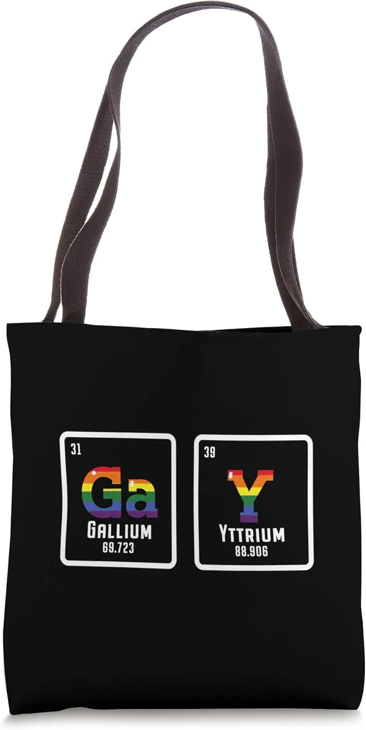 Gay Periodic Table Elements Gallium Yttrium Fun LGBT Rainbow Tote Bag