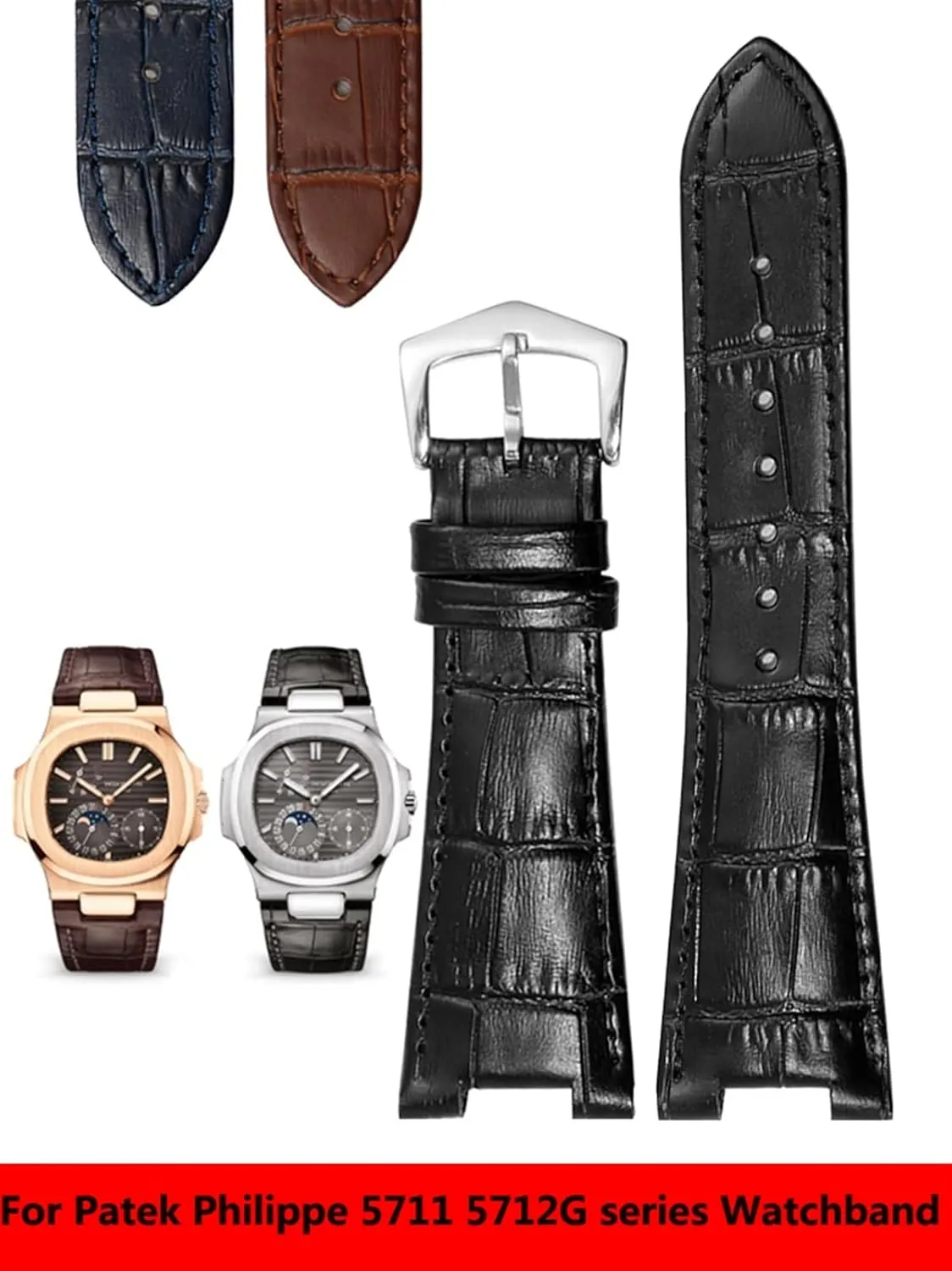 Genuine Leather Watch Band For Patek Philippe 5711 5712G Nautilus Watchs Men And Women Special Notch 25mm*12mm Watch Strap