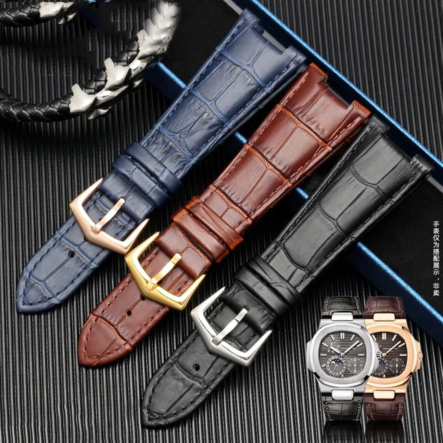 Genuine Leather Watch Band For Patek Philippe 5711 5712G Nautilus Watchs Men And Women Special Notch 25mm*12mm Watch Strap