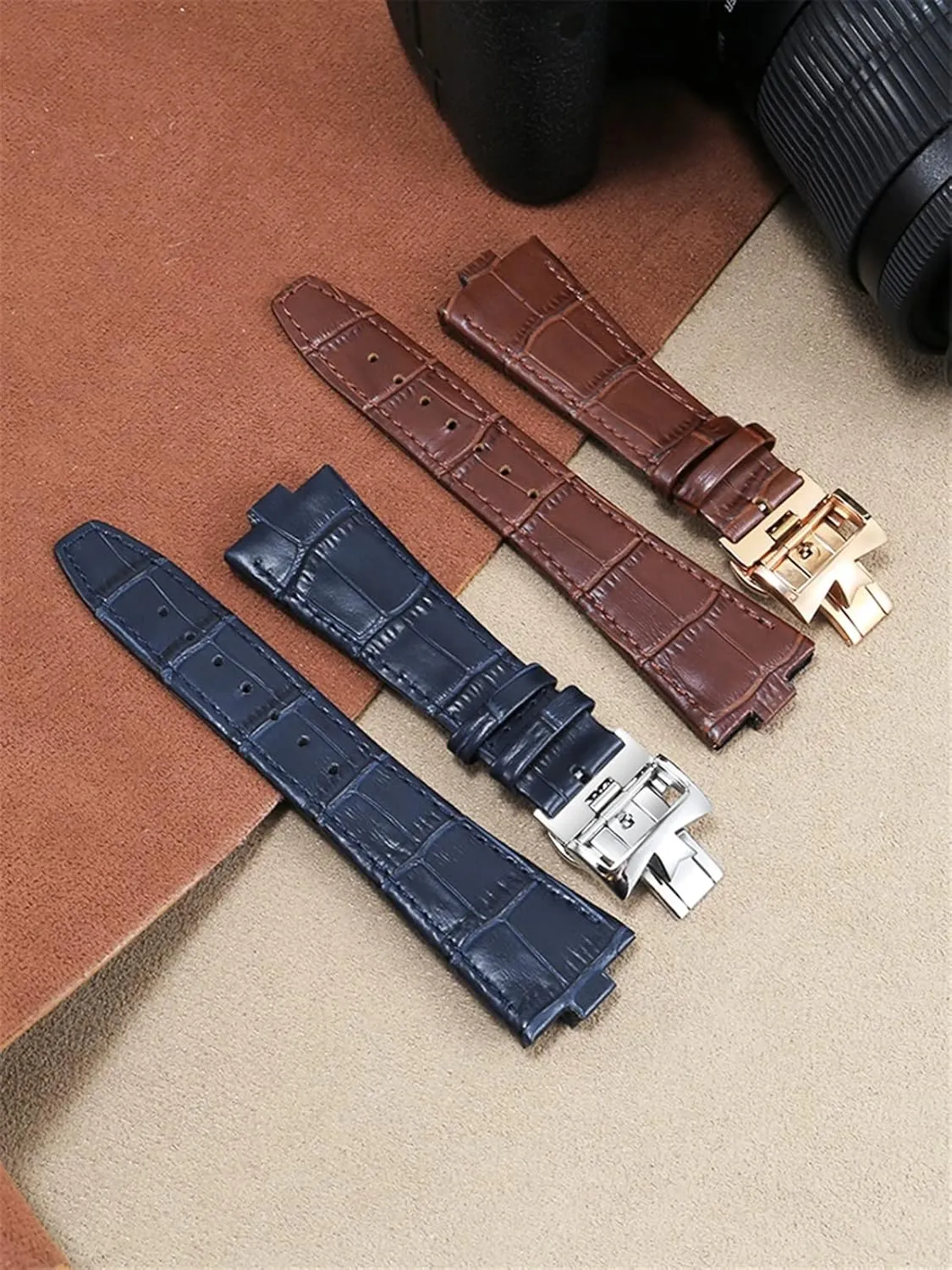Genuine Leather Watchband For Vacheron Constantin OVERSEAS Series 4500V 5500V P47040 Stainless Steel Buckle Men Watch Strap 25 * 8mm