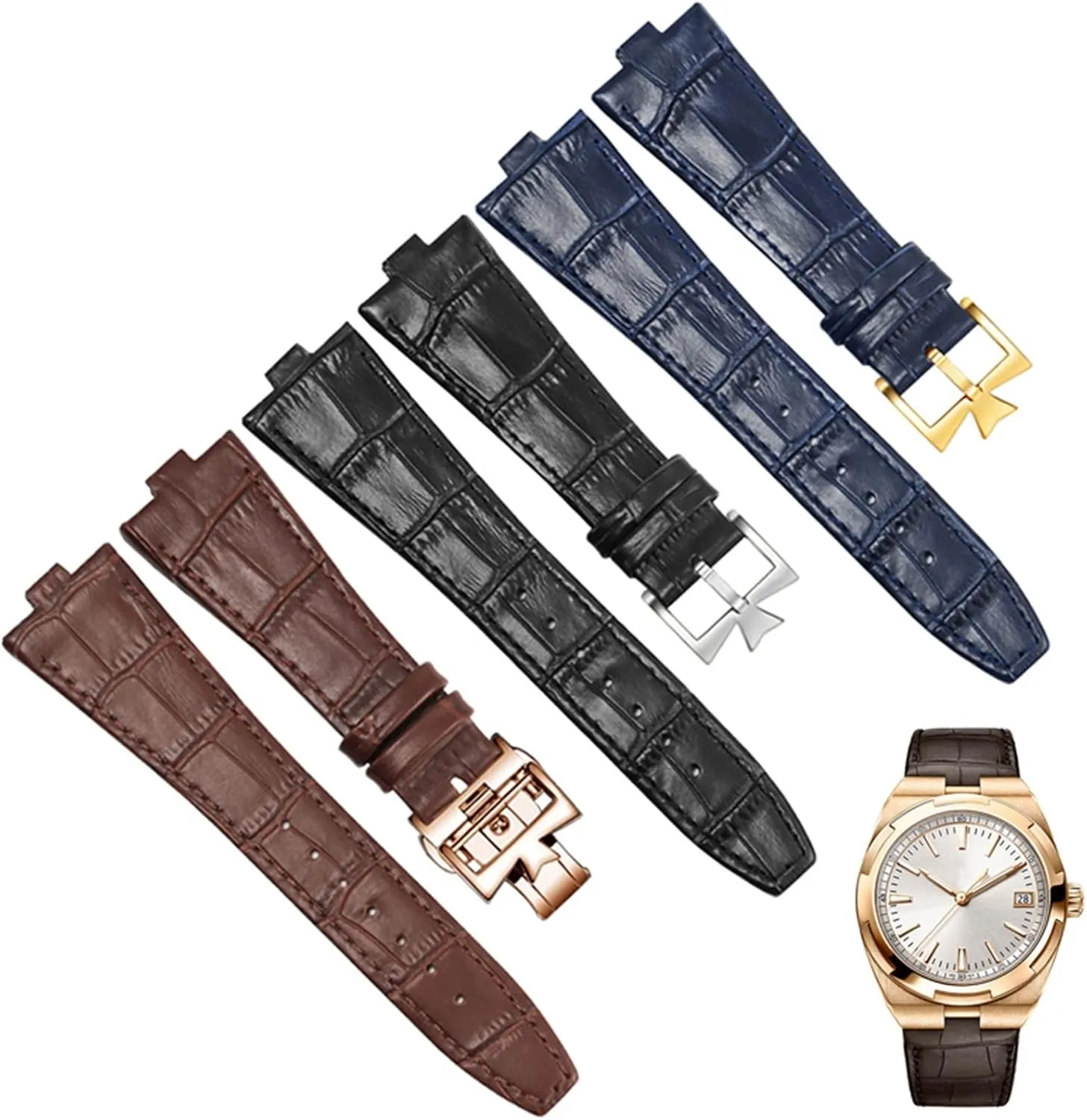 Genuine Leather Watchband For Vacheron Constantin OVERSEAS Series 4500V 5500V P47040 Stainless Steel Buckle Men Watch Strap 25 * 8mm