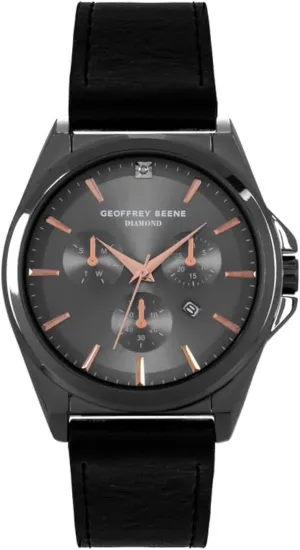 Geoffrey Beene Mens Watch - Elegant Leather Strap Quartz Movement Analog Watch for Men, Gift for Men, Formal or Business Casual Minimalist Chronograph Wrist Watches 42mm