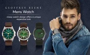 Geoffrey Beene Mens Watch - Elegant Leather Strap Quartz Movement Analog Watch for Men, Gift for Men, Formal or Business Casual Minimalist Wrist Watches 42mm