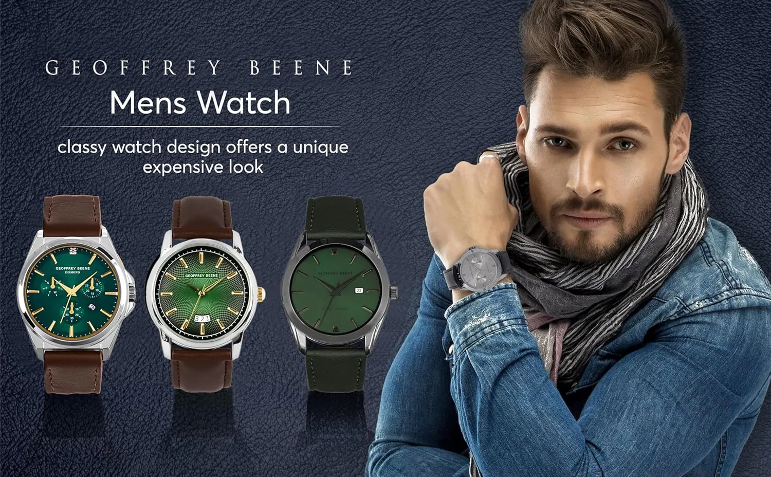 Geoffrey Beene Mens Watch - Elegant Leather Strap Quartz Movement Analog Watch for Men, Gift for Men, Formal or Business Casual Minimalist Wrist Watches 42mm