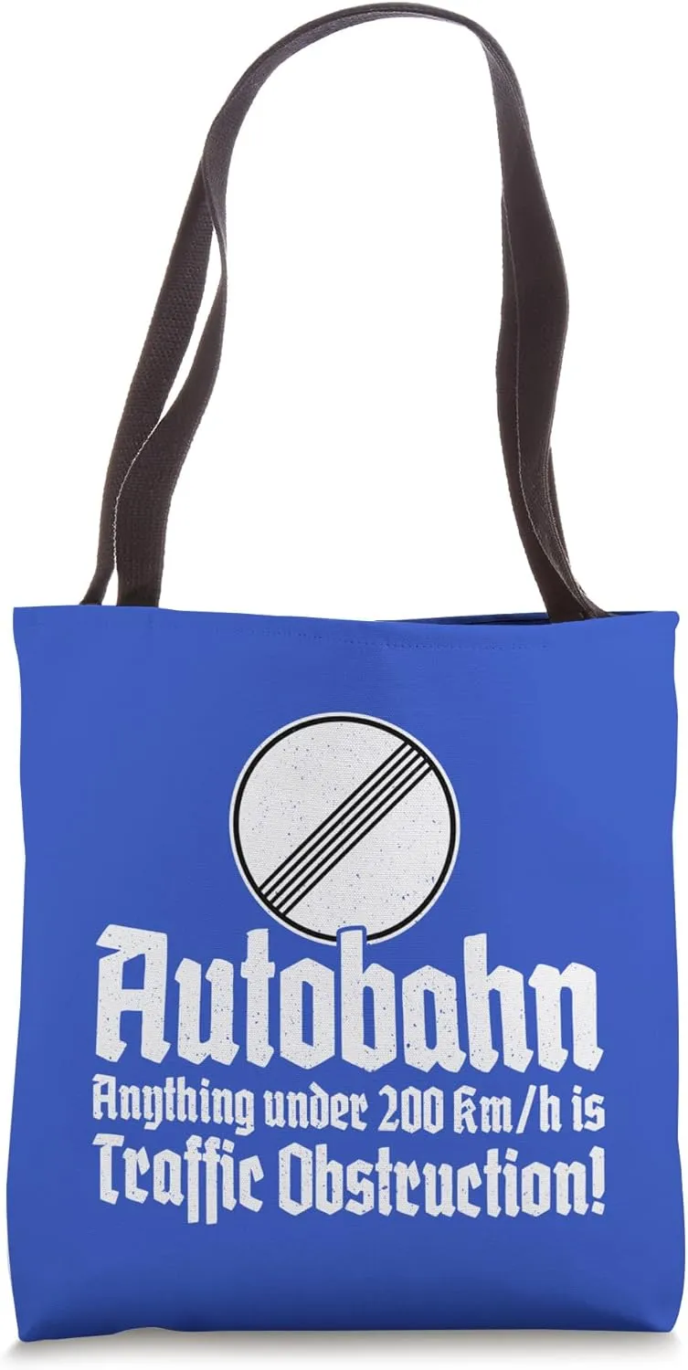 German Autobahn No Highway Speed Limit Traffic Sign Tote Bag