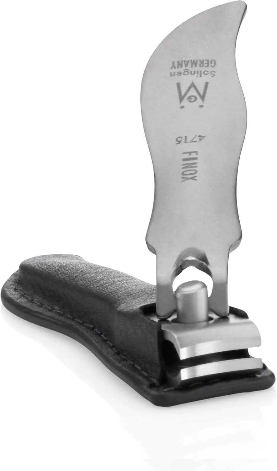 GERMANIKURE Economy Small Nail Clipper in Leather Case, Ethically Made in Solingen Germany, Curved Blade for Fingernails