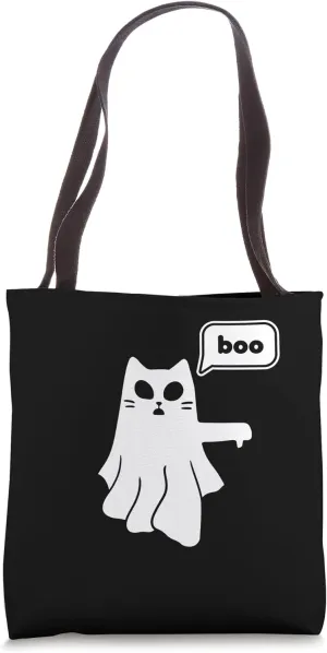 Ghost Cat of Disapproval Boo Thumbs Down Tote Bag