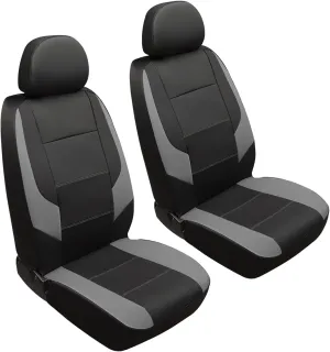 GIANT PANDA Front Car Seat Cover for Buick, Leather Bucket Seat Covers Custom Fit Buick Enclave Encore GX Envision Envista (Grey Black)