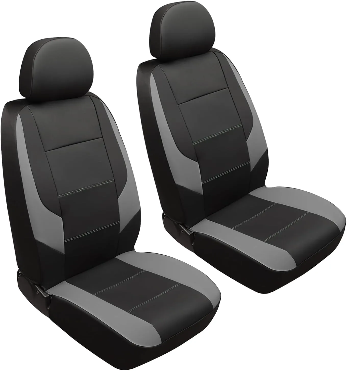 GIANT PANDA Front Car Seat Cover for Buick, Leather Bucket Seat Covers Custom Fit Buick Enclave Encore GX Envision Envista (Grey Black)