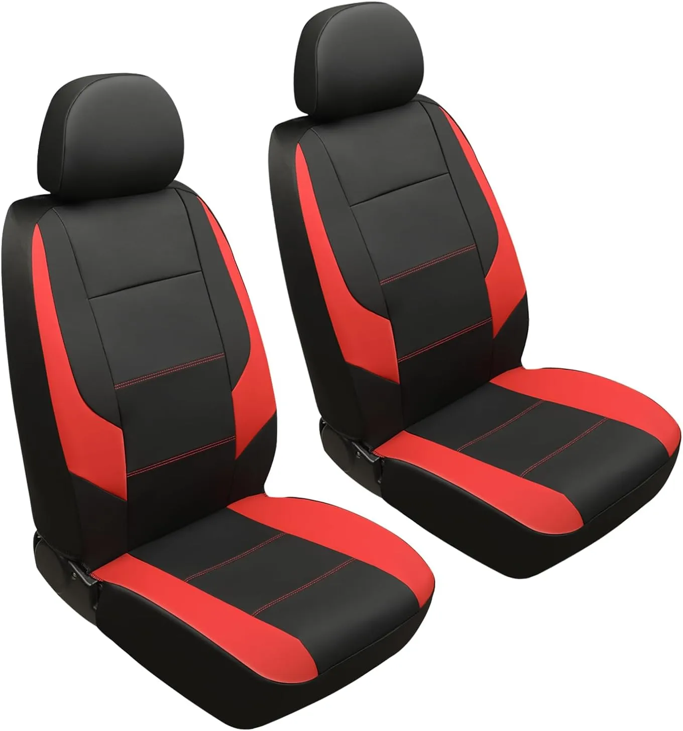 GIANT PANDA Front Car Seat Cover for Lexus, Leather Bucket Seat Covers Custom Fit Lexus RX NX ES UX GX TX is LX LS LC (Red Black)