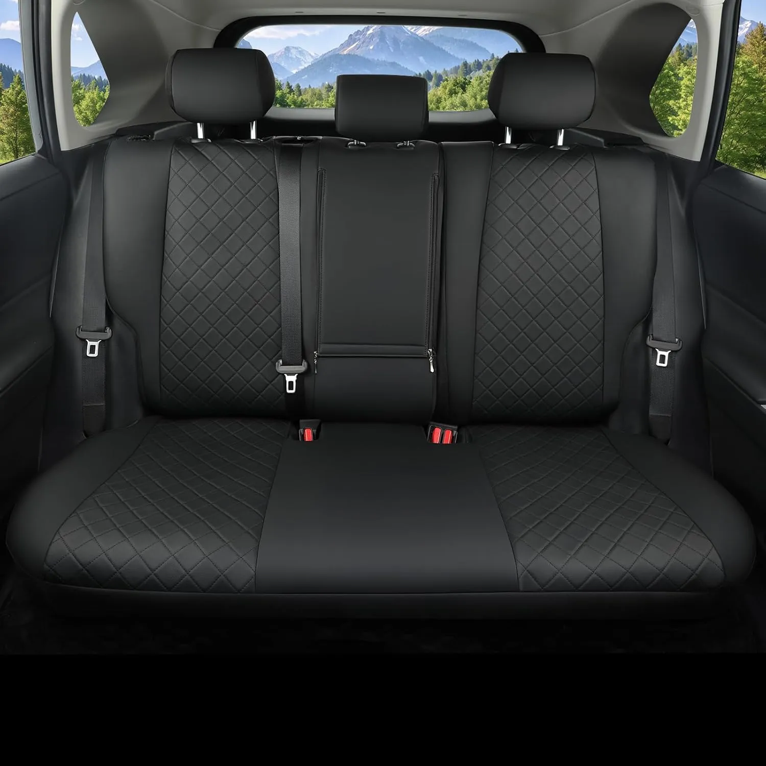 GIANT PANDA Full Set Car Seat Covers Custom Fit for Toyota Rav4 2013 2014 2015 2016 2017 2018 LE (Not for Hybrid Version),Luxury Leather Bucket Seat Covers, Polyester Fiber(Black)
