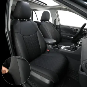 GIANT PANDA Full Set Car Seat Covers Custom Fit for Toyota Rav4 2013 2014 2015 2016 2017 2018 LE (Not for Hybrid Version),Luxury Leather Bucket Seat Covers, Polyester Fiber(Black)