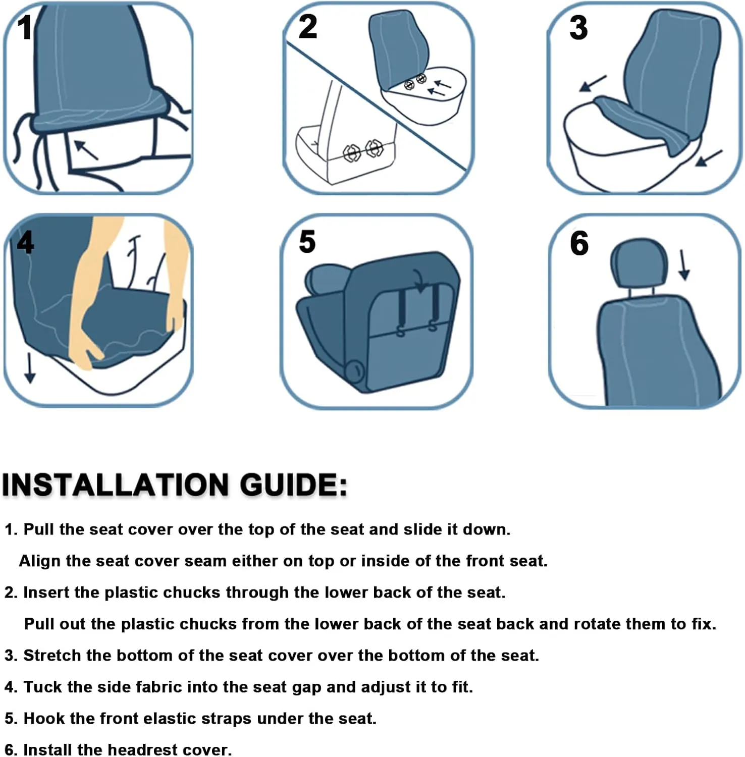 GIANT PANDA Full Set Car Seat Covers Custom Fit for Toyota Rav4 2013 2014 2015 2016 2017 2018 LE (Not for Hybrid Version),Luxury Leather Bucket Seat Covers, Polyester Fiber(Black)