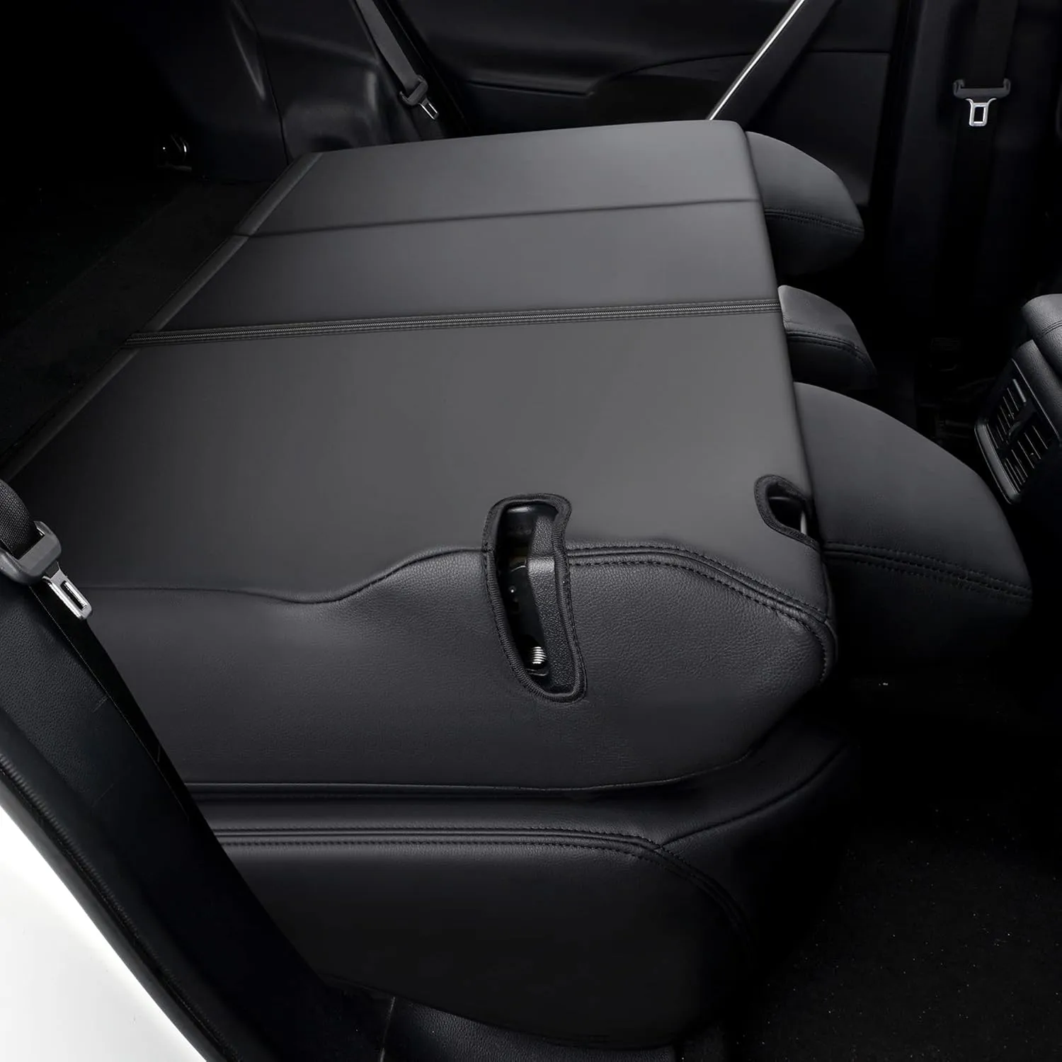 GIANT PANDA Pu Leather Car Seat Covers Full Set Custom Fit for 2019 2020 2021 2022 2023 2024 2025 Toyota RAV4 LE, XLE, XLE Premium, Limited -(Non-Hybrid & Adventure,TRD-Off Black Red)