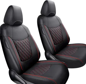 GIANT PANDA Pu Leather Car Seat Covers Full Set Custom Fit for 2019 2020 2021 2022 2023 2024 2025 Toyota RAV4 LE, XLE, XLE Premium, Limited -(Non-Hybrid & Adventure,TRD-Off Black Red)