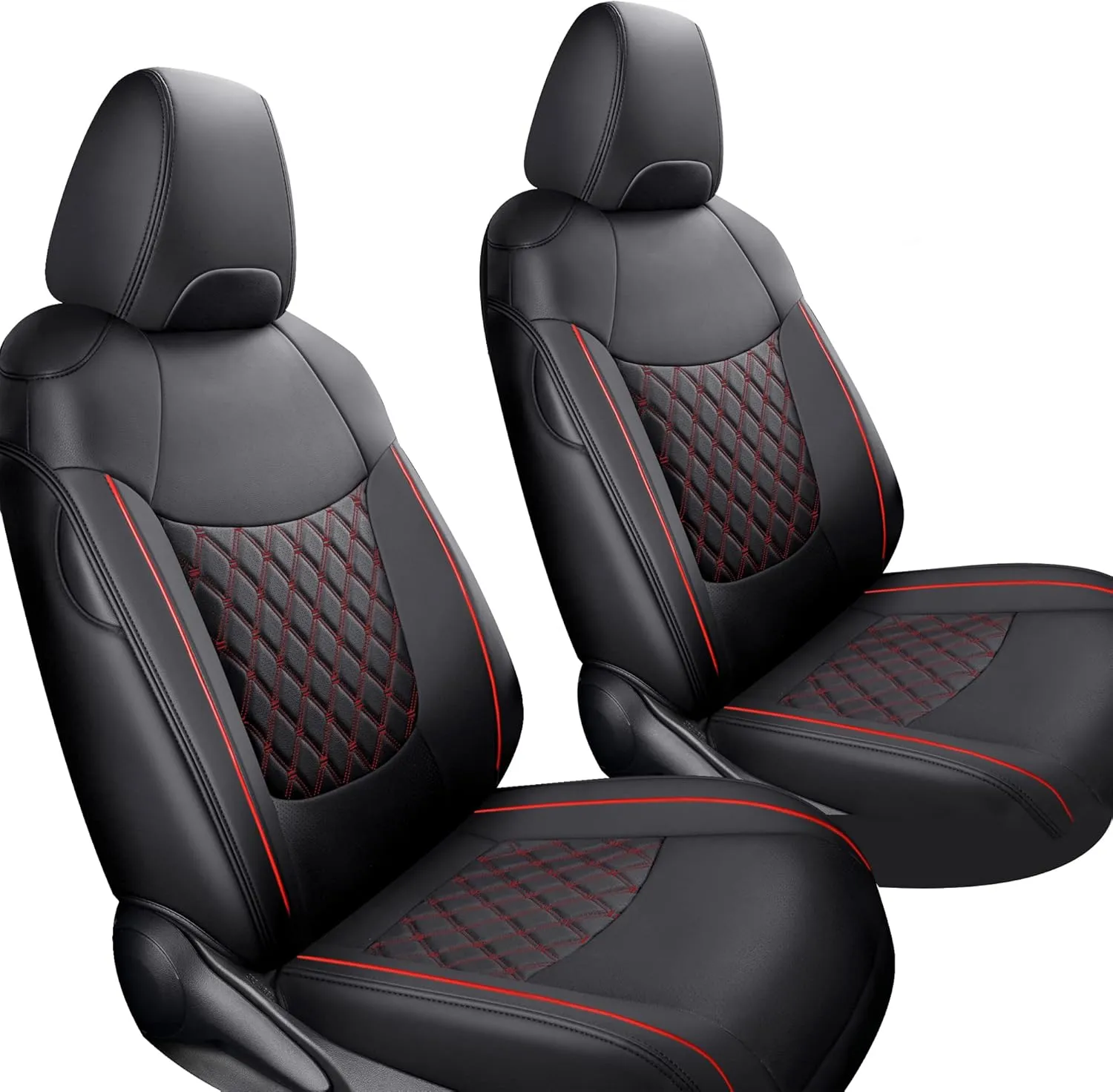 GIANT PANDA Pu Leather Car Seat Covers Full Set Custom Fit for 2019 2020 2021 2022 2023 2024 2025 Toyota RAV4 LE, XLE, XLE Premium, Limited -(Non-Hybrid & Adventure,TRD-Off Black Red)