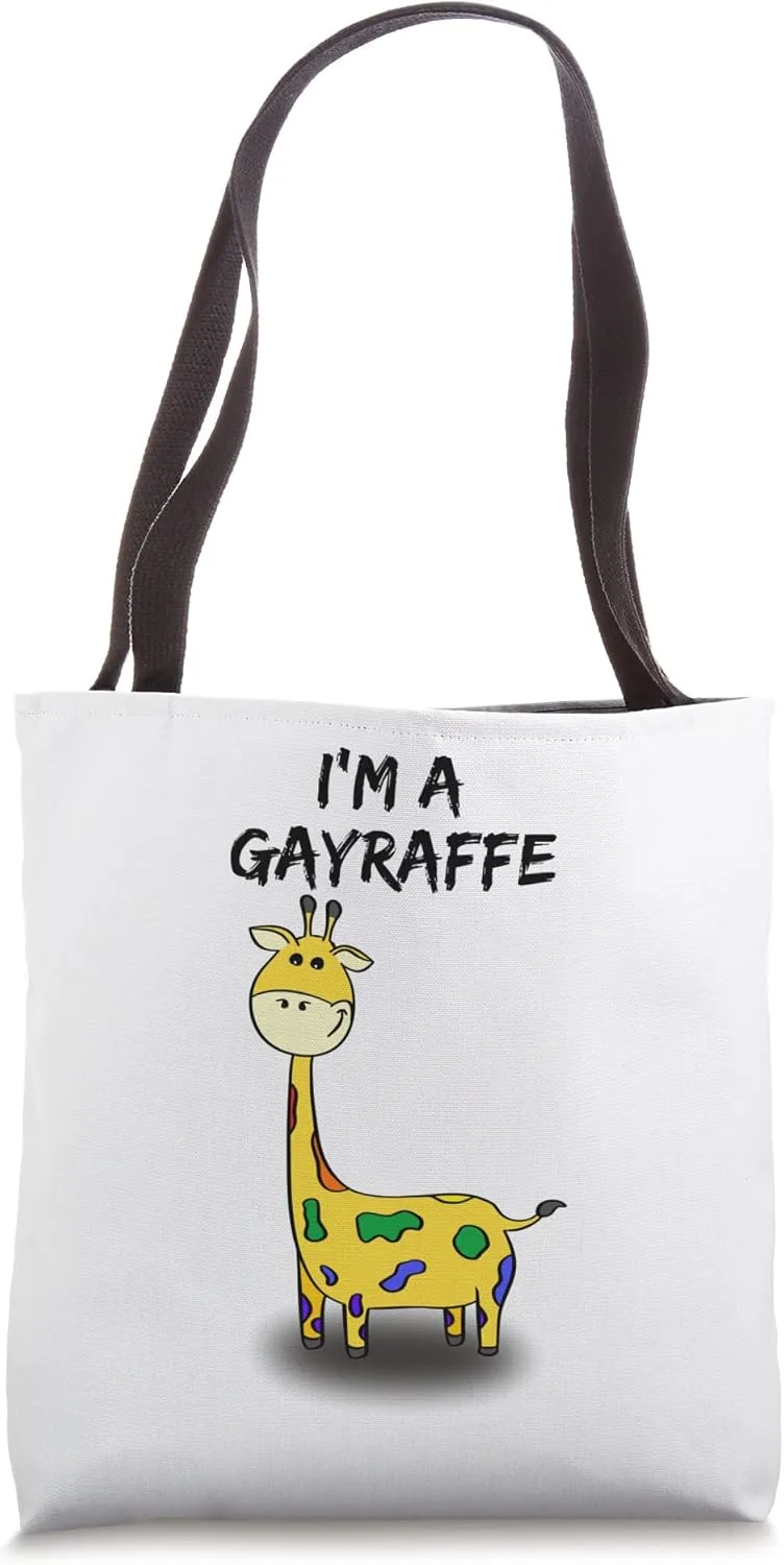 Giraffe - I’m a Gayraffe - funny rainbow style tolerance Tote Bag