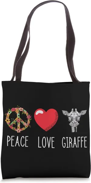 Giraffe Love Peace Safari Camelopard Ruminant Mammal Lover Tote Bag