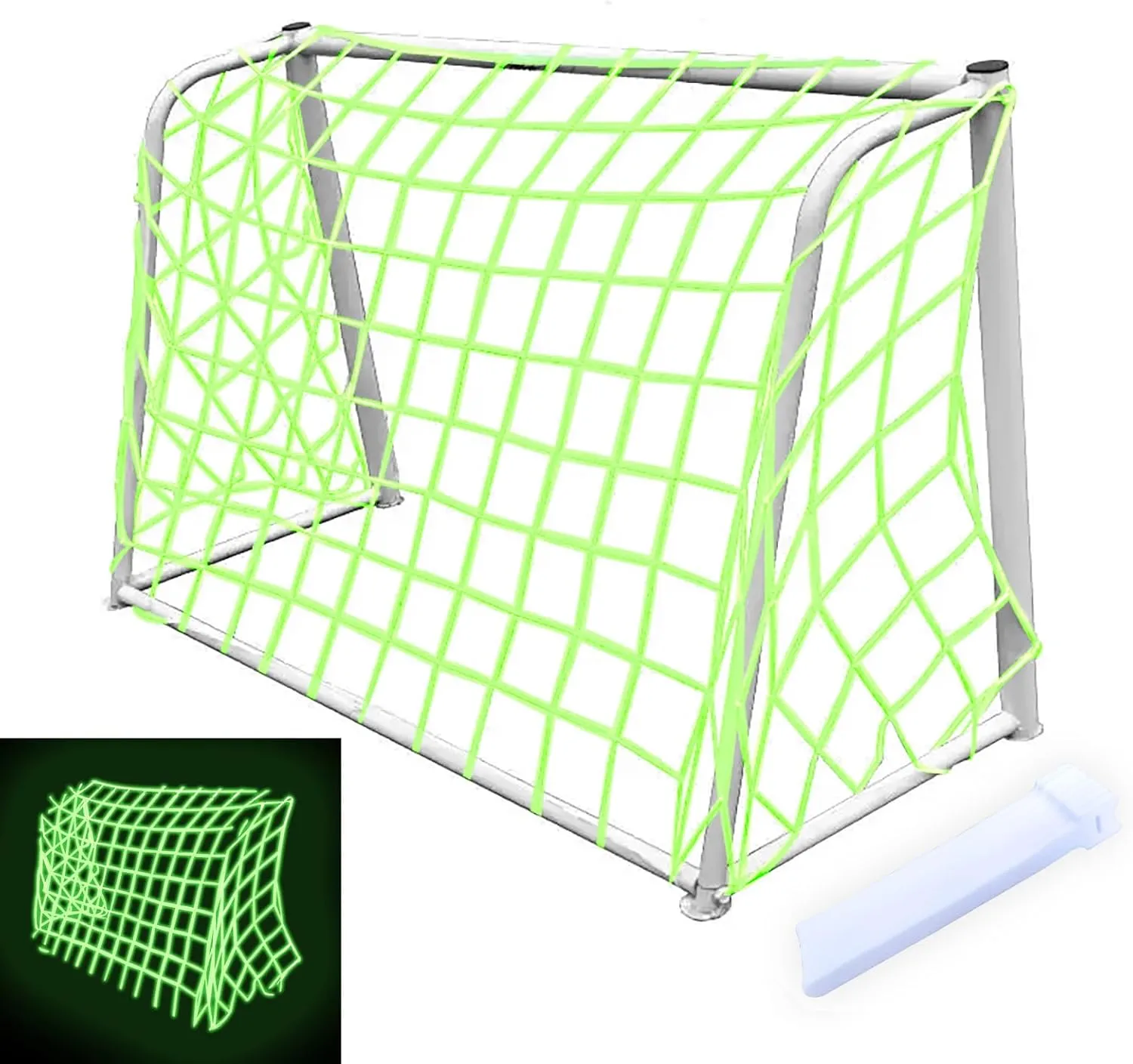 Glow in The Dark Soccer Net,Luminous Soccer Goal,Soccer Goals for Backyard,Soccer Net Replacement,12x6 and 6'x4 Soccer Goal Net Replacement,Post Not Included.