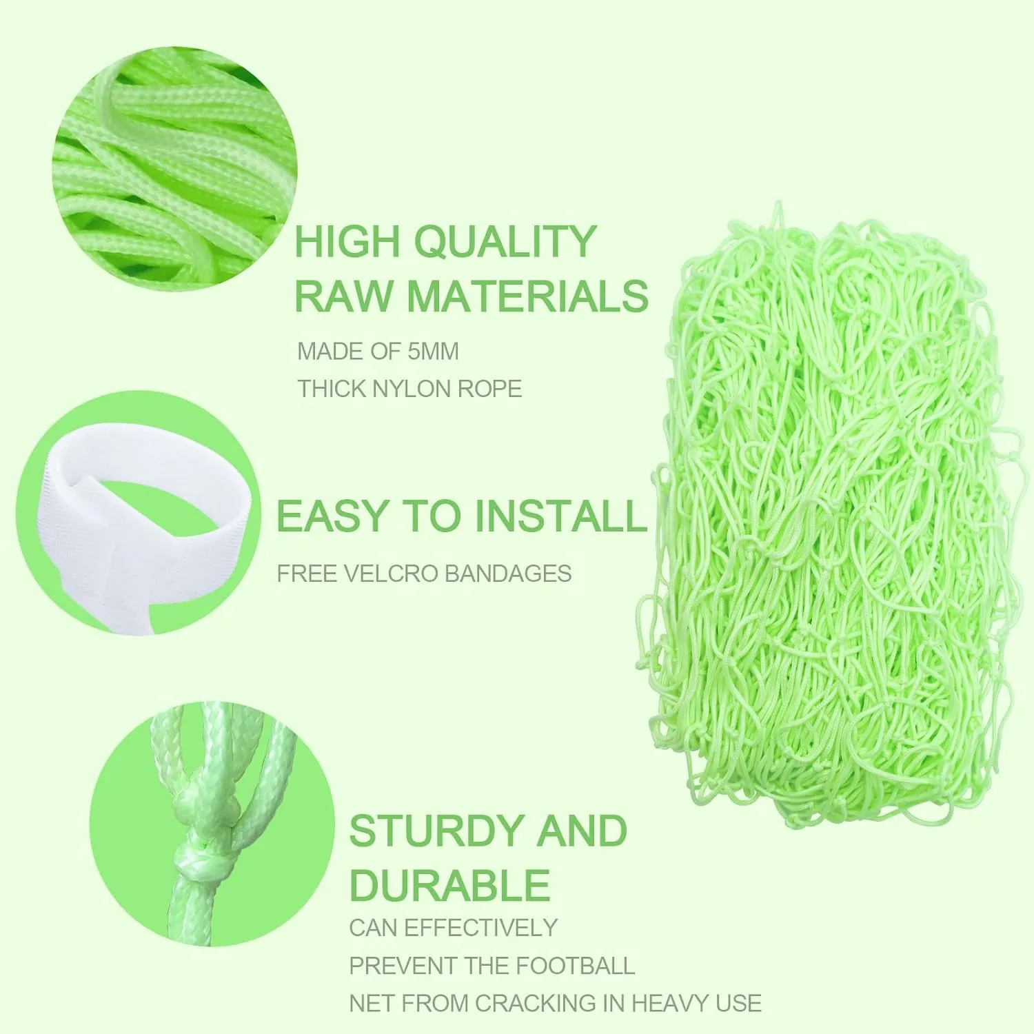 Glow in The Dark Soccer Net,Luminous Soccer Goal,Soccer Goals for Backyard,Soccer Net Replacement,12x6 and 6'x4 Soccer Goal Net Replacement,Post Not Included.