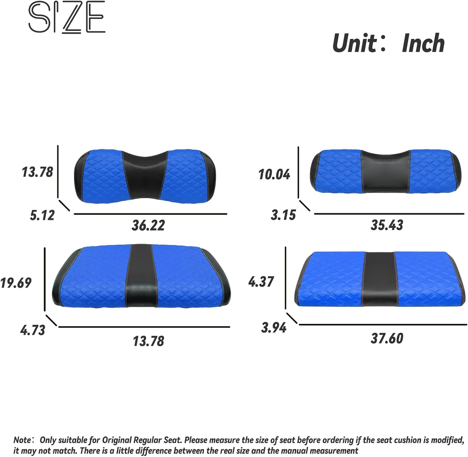 Golf Cart Front and Rear Seat Covers Waterproof and Sun Resistant Marine Grade Vinyl Leather Seat Cover Accessories for Yamaha Drive 2007-2016/Drive 2 2017 ,Blue(4PCS)