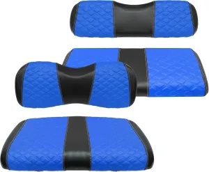 Golf Cart Front and Rear Seat Covers Waterproof and Sun Resistant Marine Grade Vinyl Leather Seat Cover Accessories for Yamaha Drive 2007-2016/Drive 2 2017 ,Blue(4PCS)