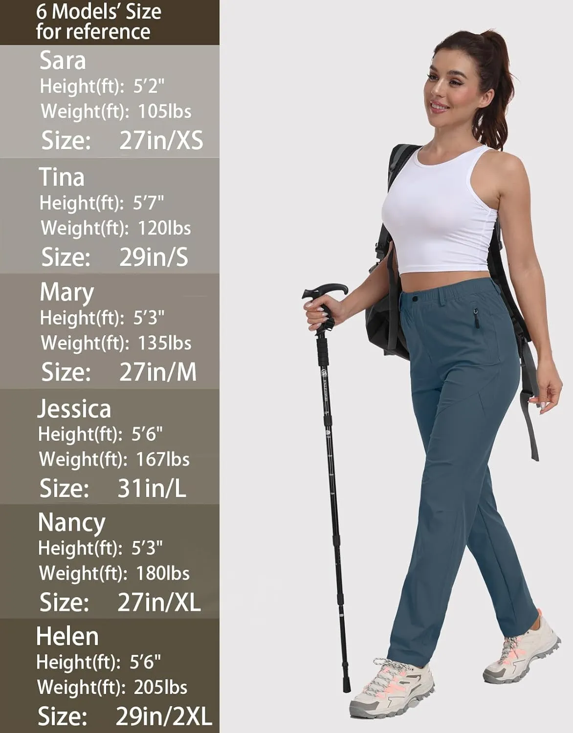 Golf Pants Women 27''/29''/31'' Lightweight Travel Pants for Ladies Quick Dry Nylon Outdoor Hiking Slacks
