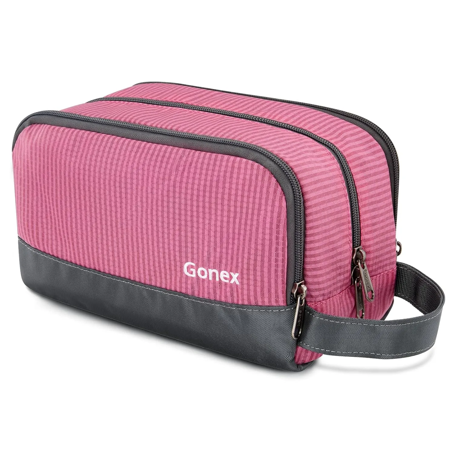 Gonex Travel Toiletry Bag Nylon, Cosmetic Makeup Bag for Women, Dopp Kit Shaving Bag Toiletry Organizer Pink