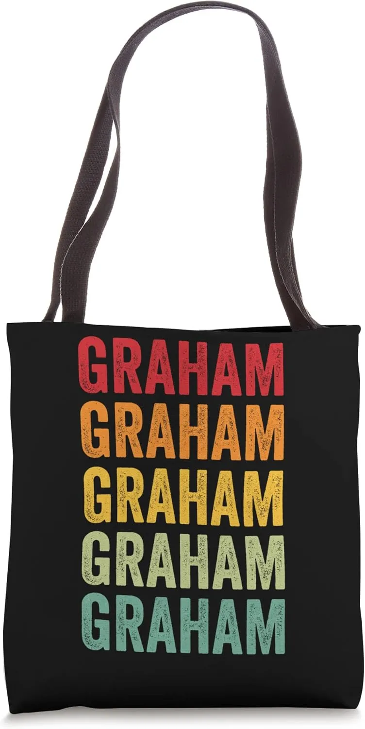 Graham Rainbow Repetition of Graham Name Text Tote Bag