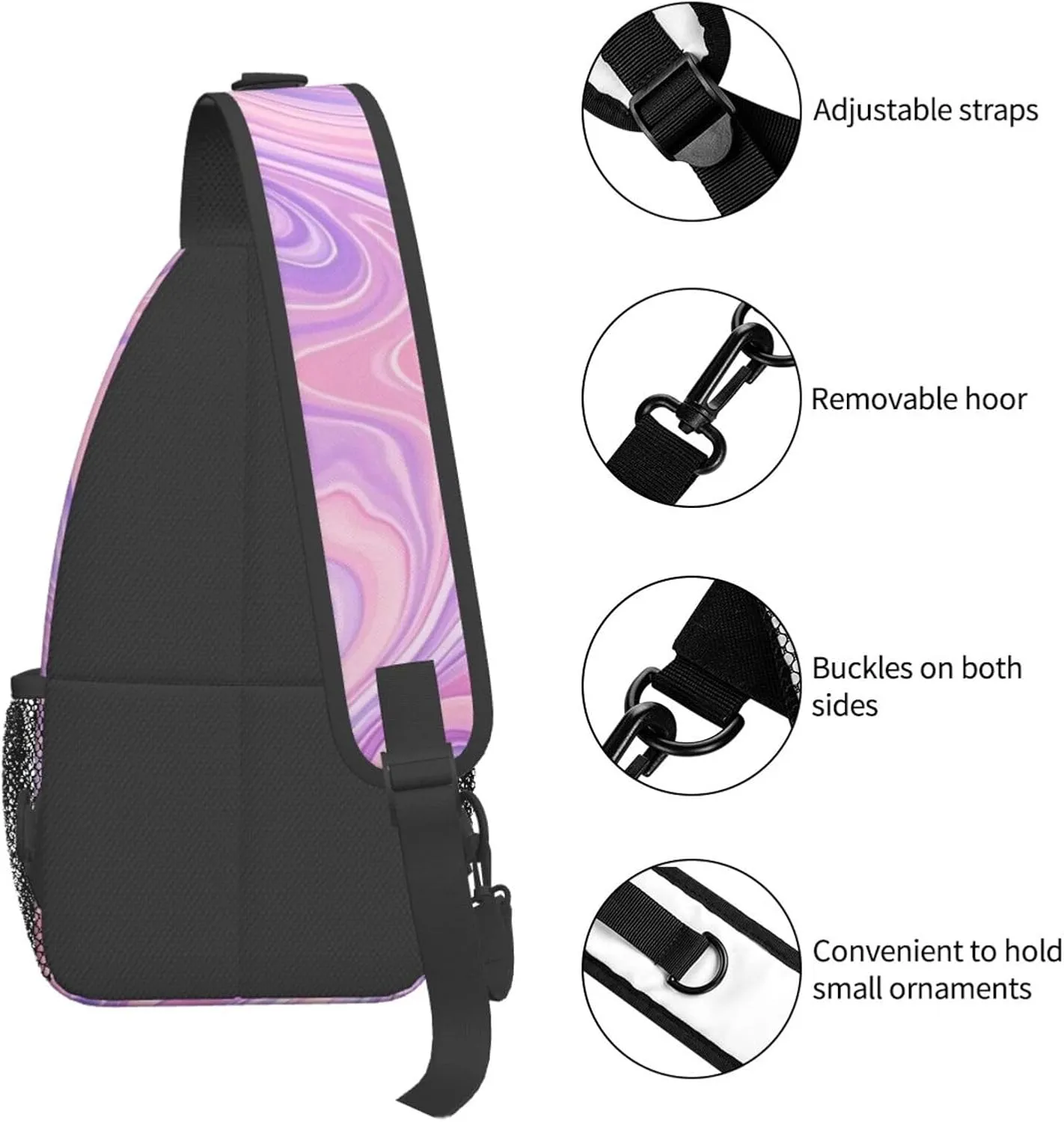 Green Emerald Marble Falling Cherry Petals Crossbody Bags Cross Chest Bag Adjustable Sling Backpack for Women Men