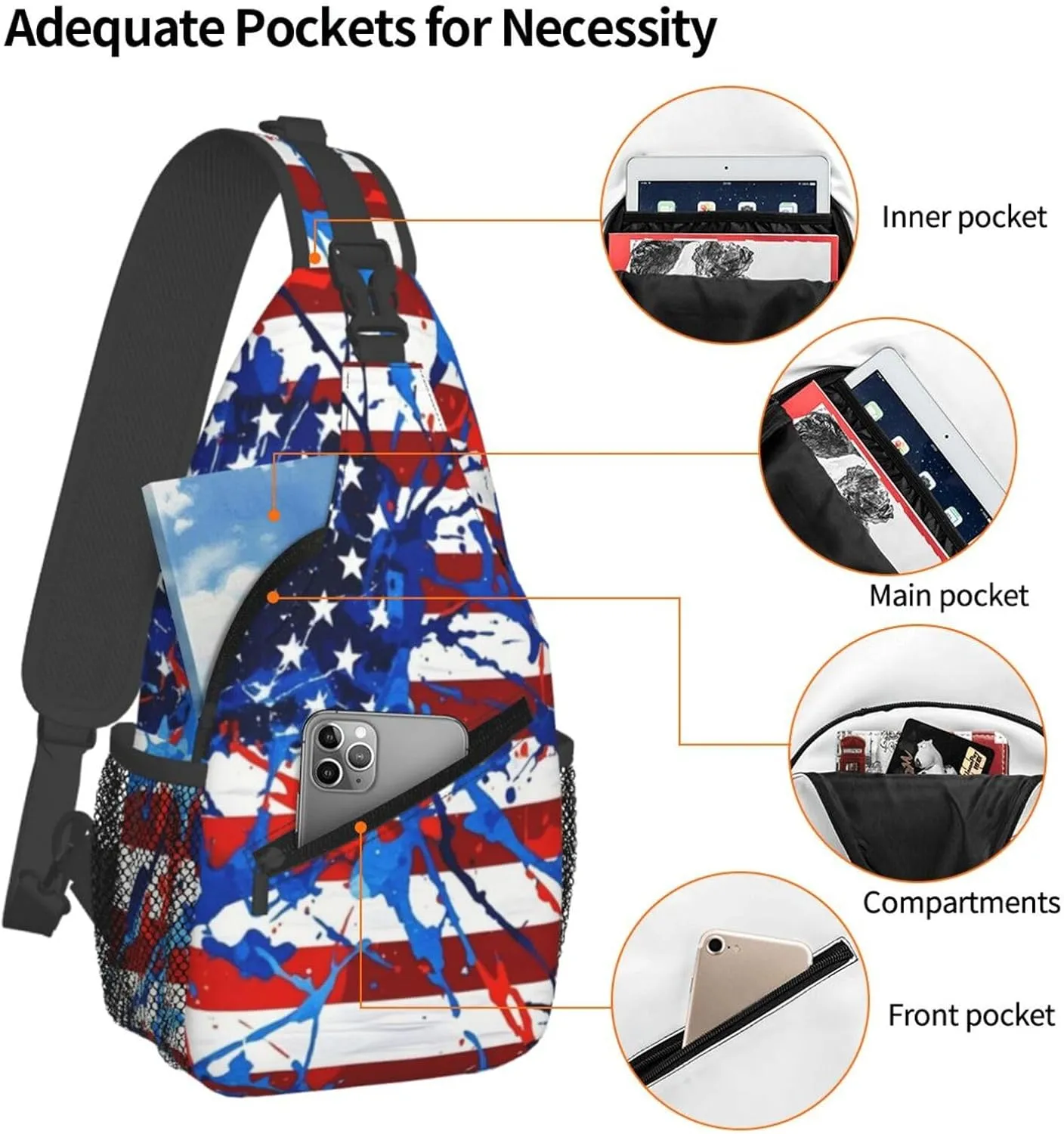 Green Emerald Marble Falling Cherry Petals Crossbody Bags Cross Chest Bag Adjustable Sling Backpack for Women Men